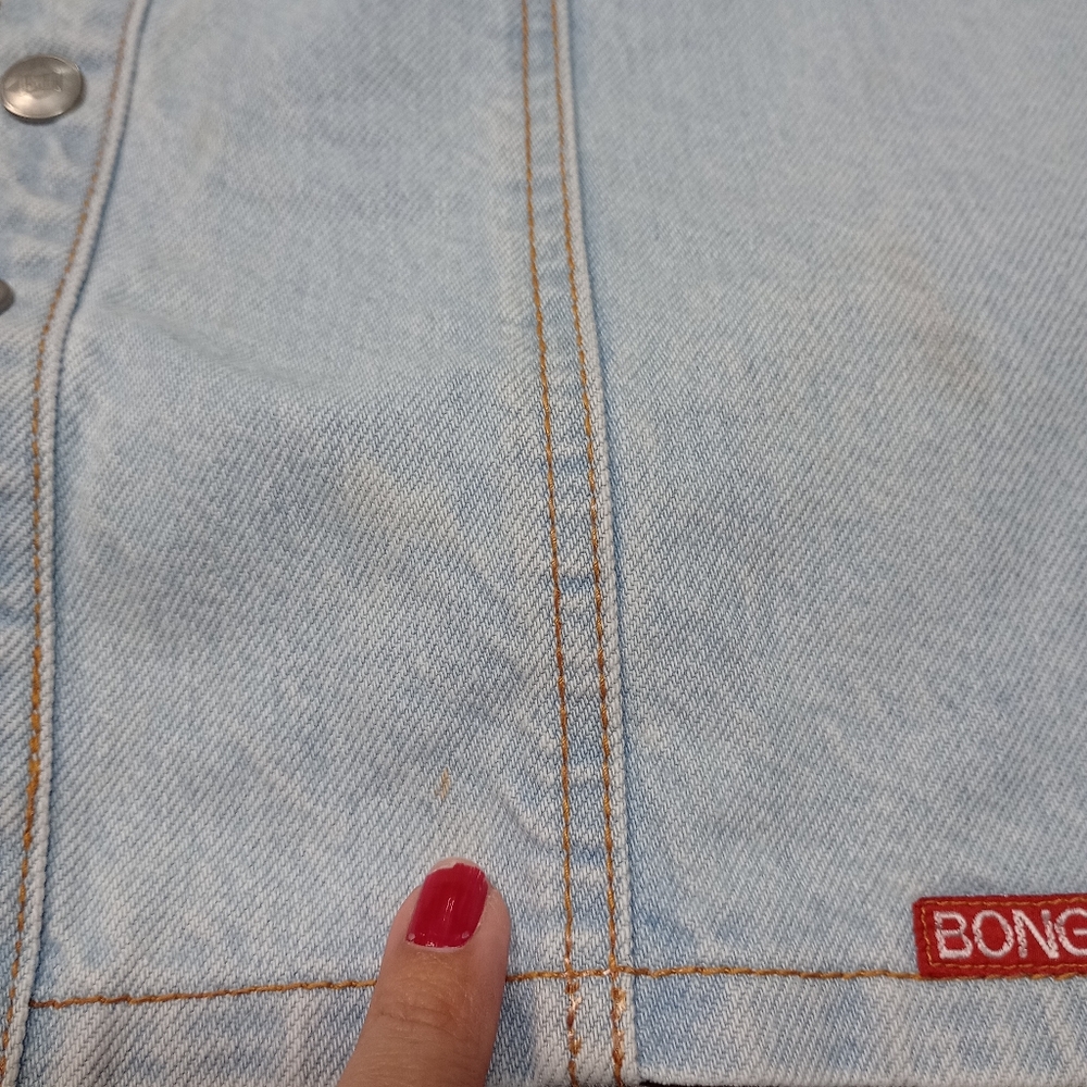 Bongo Vintage 90s Y2K Denim Mini Dress Light Wash - Picture 11 of 12